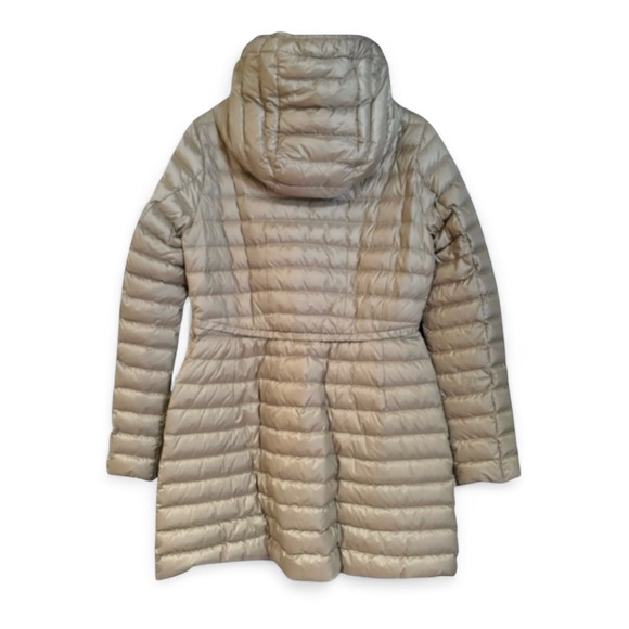 MONCLER BEIGE Barbel Long Down Puffer Jacket Attached Hood Size 2 (US Medium) - Picture 3 of 12